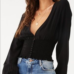 New Forever21 Plunging V Neck Crop Top